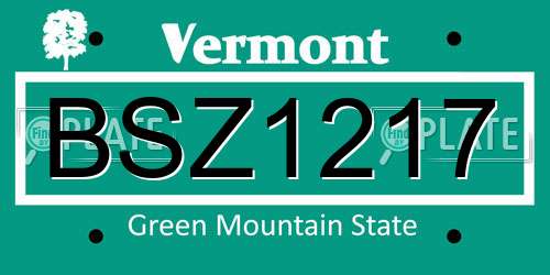 BSZ1217 Vermont License Plate