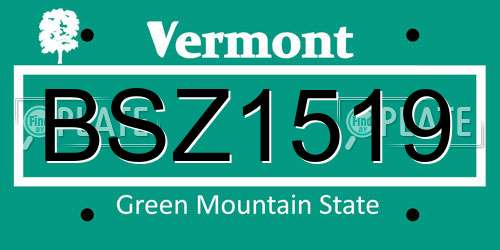 BSZ1519 Vermont License Plate