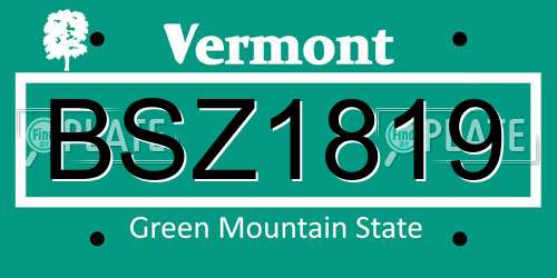 BSZ1819 Vermont License Plate