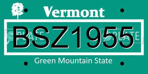 BSZ1955 Vermont License Plate