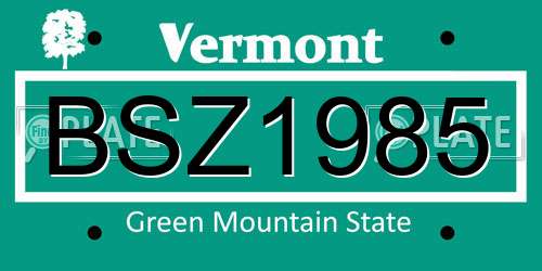 BSZ1985 Vermont License Plate