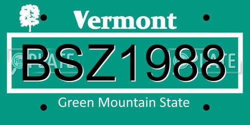 BSZ1988 Vermont License Plate
