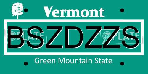 BSZDZZS Vermont License Plate