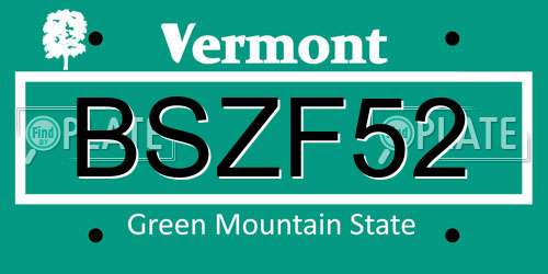 BSZF52 Vermont License Plate