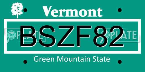 BSZF82 Vermont License Plate