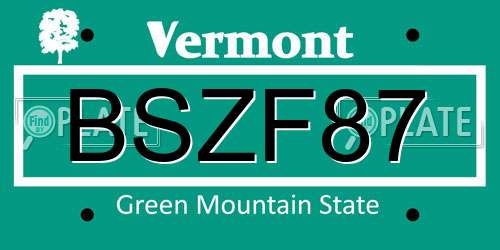 BSZF87 Vermont License Plate