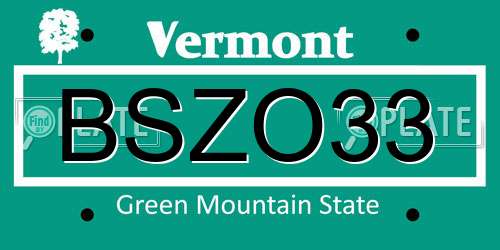 BSZO33 Vermont License Plate