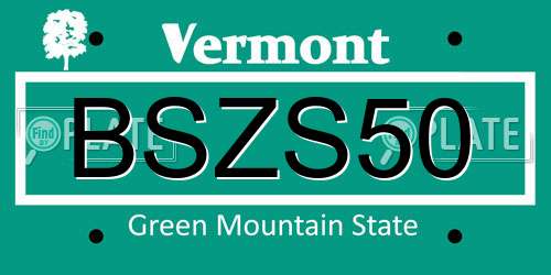 BSZS50 Vermont License Plate