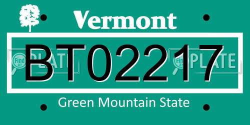 BT02217 Vermont License Plate