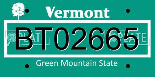 BT02665 Vermont License Plate