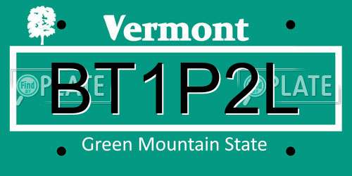 BT1P2L Vermont License Plate