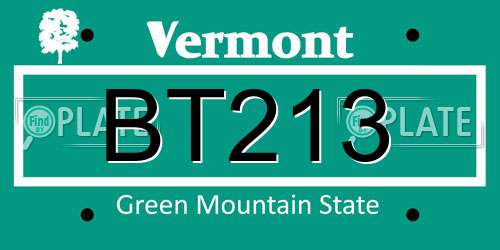 BT213 Vermont License Plate