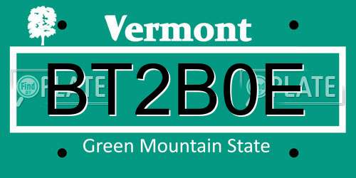 BT2B0E Vermont License Plate