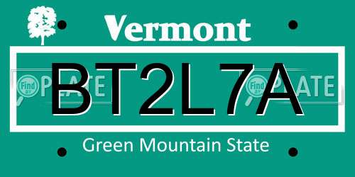 BT2L7A Vermont License Plate