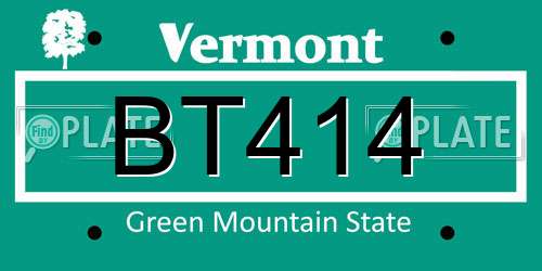 BT414 Vermont License Plate