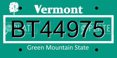 BT44975 Vermont License Plate