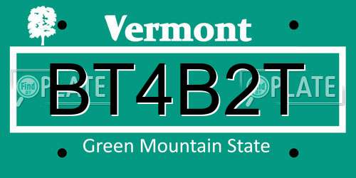 BT4B2T Vermont License Plate