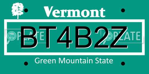 BT4B2Z Vermont License Plate