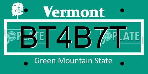 BT4B7T Vermont License Plate