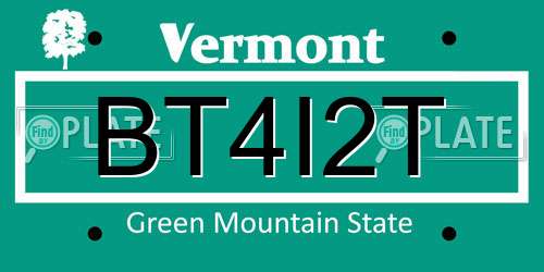 BT4I2T Vermont License Plate