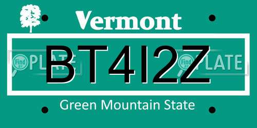 BT4I2Z Vermont License Plate