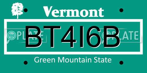 BT4I6B Vermont License Plate