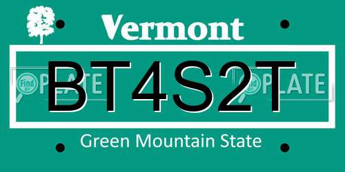 BT4S2T Vermont License Plate