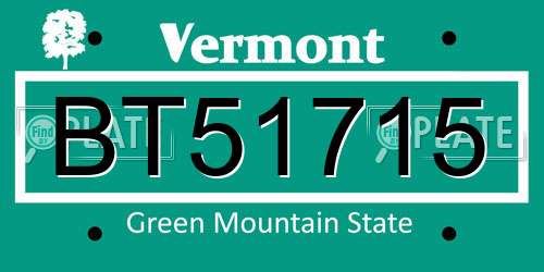 BT51715 Vermont License Plate