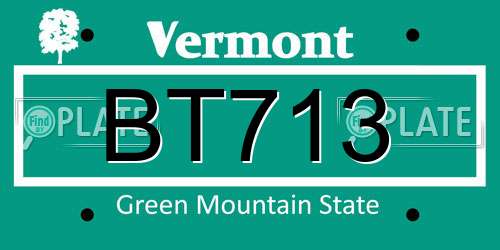 BT713 Vermont License Plate