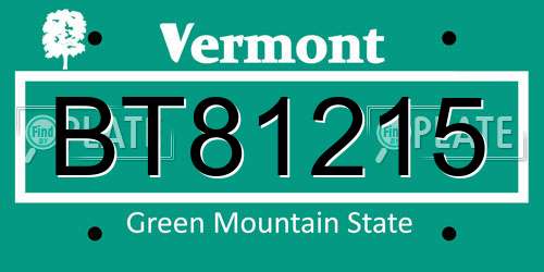 BT81215 Vermont License Plate
