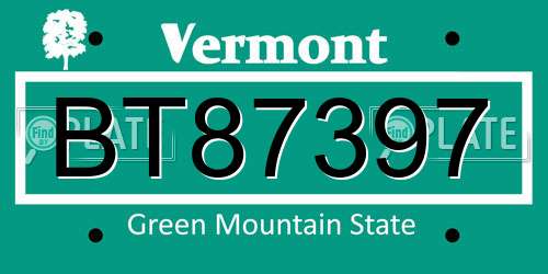BT87397 Vermont License Plate