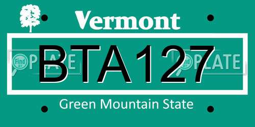 BTA127 Vermont License Plate