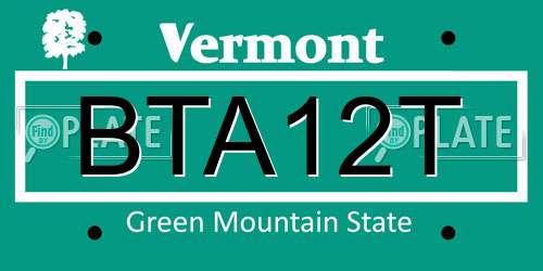 BTA12T Vermont License Plate