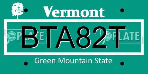 BTA82T Vermont License Plate
