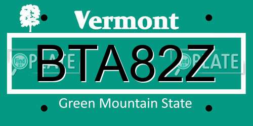 BTA82Z Vermont License Plate