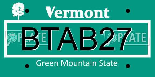 BTAB27 Vermont License Plate