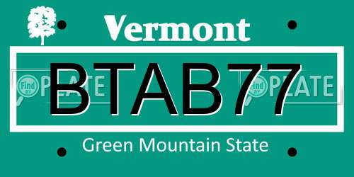 BTAB77 Vermont License Plate