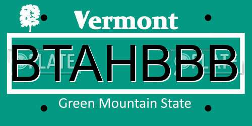 BTAHBBB Vermont License Plate
