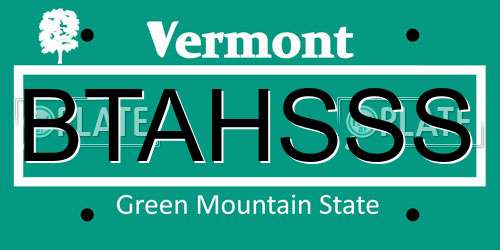 BTAHSSS Vermont License Plate