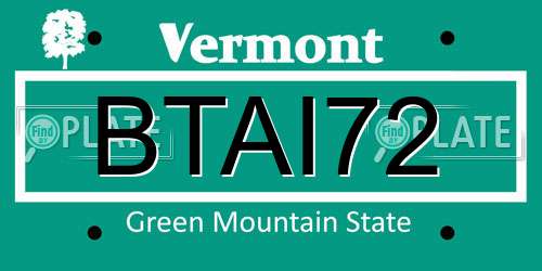 BTAI72 Vermont License Plate