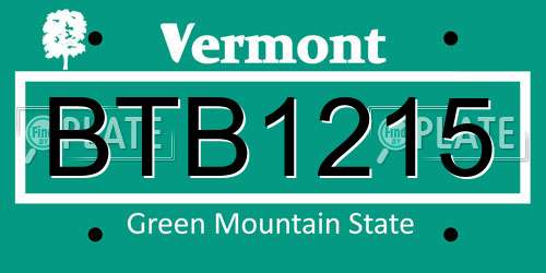 BTB1215 Vermont License Plate