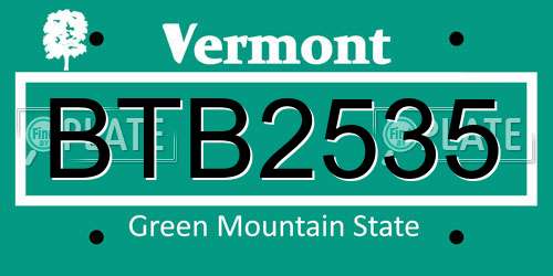 BTB2535 Vermont License Plate