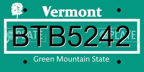 BTB5242 Vermont License Plate