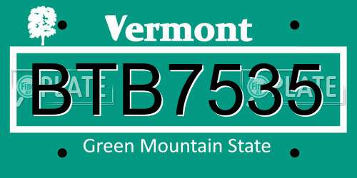 BTB7535 Vermont License Plate
