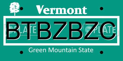 BTBZBZC Vermont License Plate