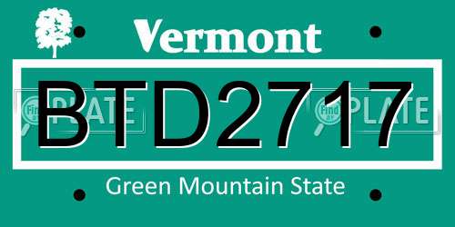 BTD2717 Vermont License Plate