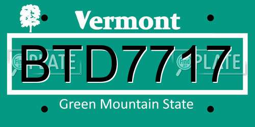 BTD7717 Vermont License Plate
