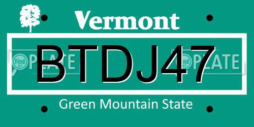 BTDJ47 Vermont License Plate