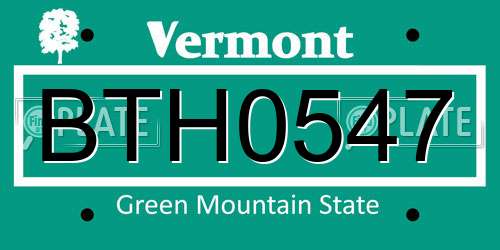 BTH0547 Vermont License Plate