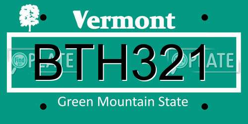 BTH321 Vermont License Plate